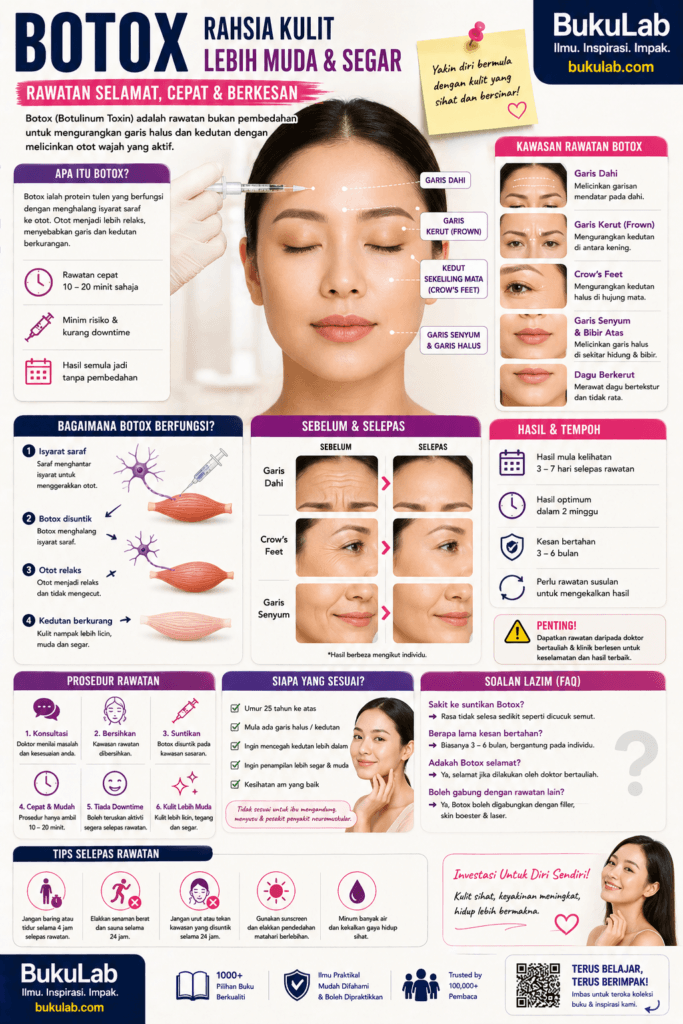 Apa Itu Botox? Fungsi, Risiko & Harga Botox di Malaysia (Panduan Beginner) 1 Infografik BukuLab Botox ebook BukuLab Malaysia
