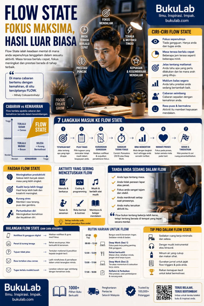 Infografik BukuLab Flow State ebook BukuLab Malaysia