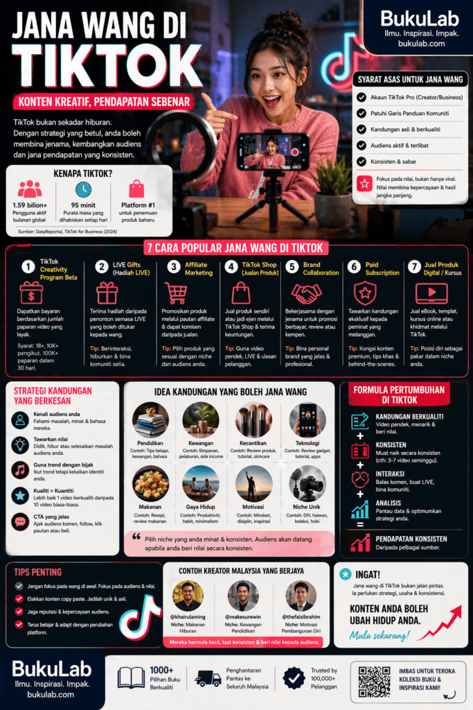 Infografik BukuLab Jana Duit Tiktok ebook BukuLab Malaysia