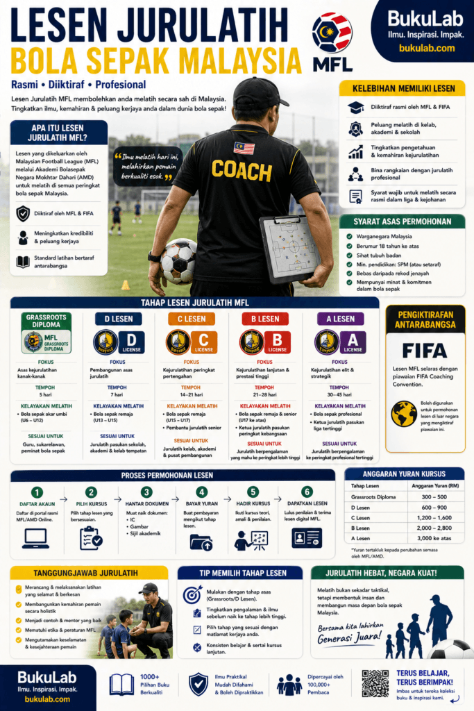 Infografik BukuLab Lesen Jurulatih Bolasepak Malaysia ebook BukuLab Malaysia