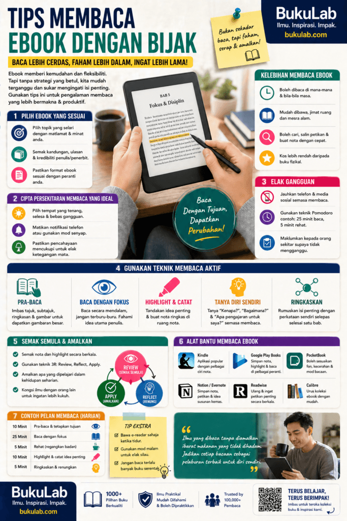 Infografik BukuLab Tips Baca Ebook ebook BukuLab Malaysia