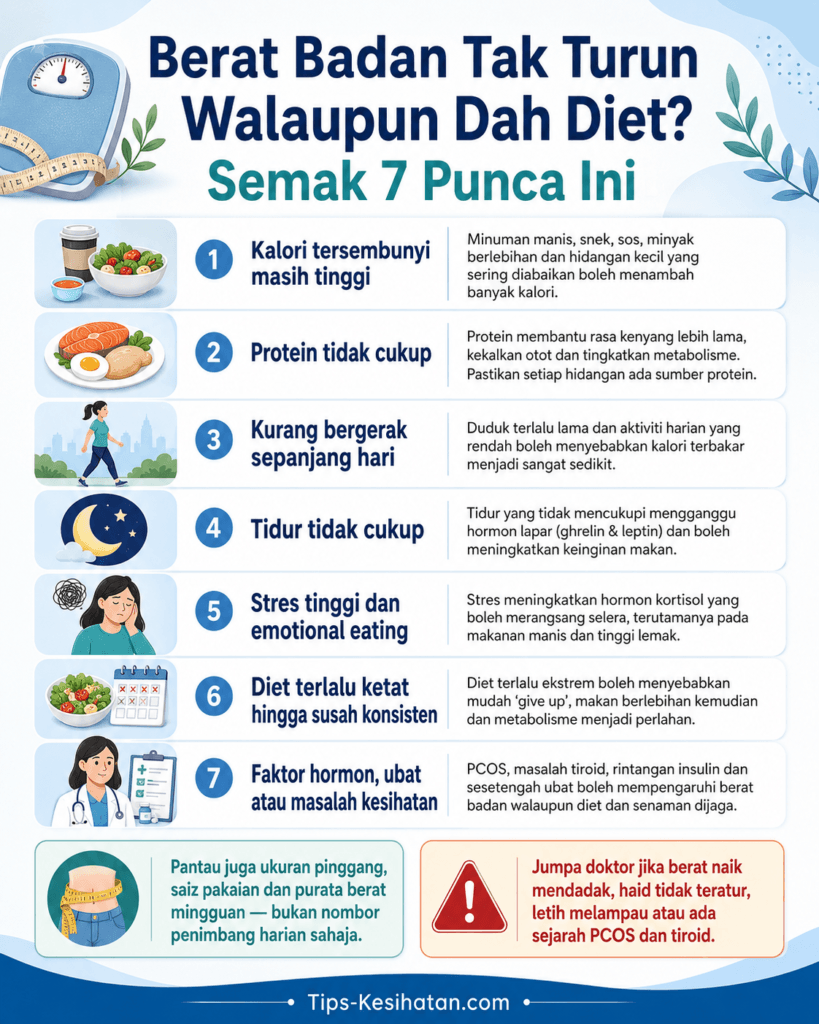 kenapa berat badan tak turun walaupun diet info ebook BukuLab Malaysia