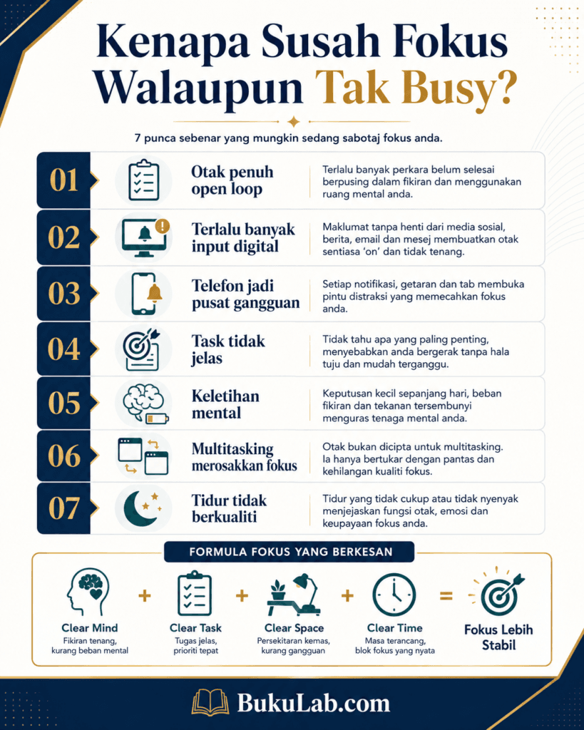 kenapa susah fokus walaupun tak busy info ebook BukuLab Malaysia