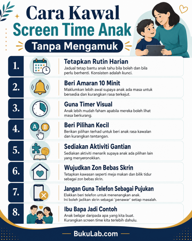 screen time anak cara kawal info ebook BukuLab Malaysia
