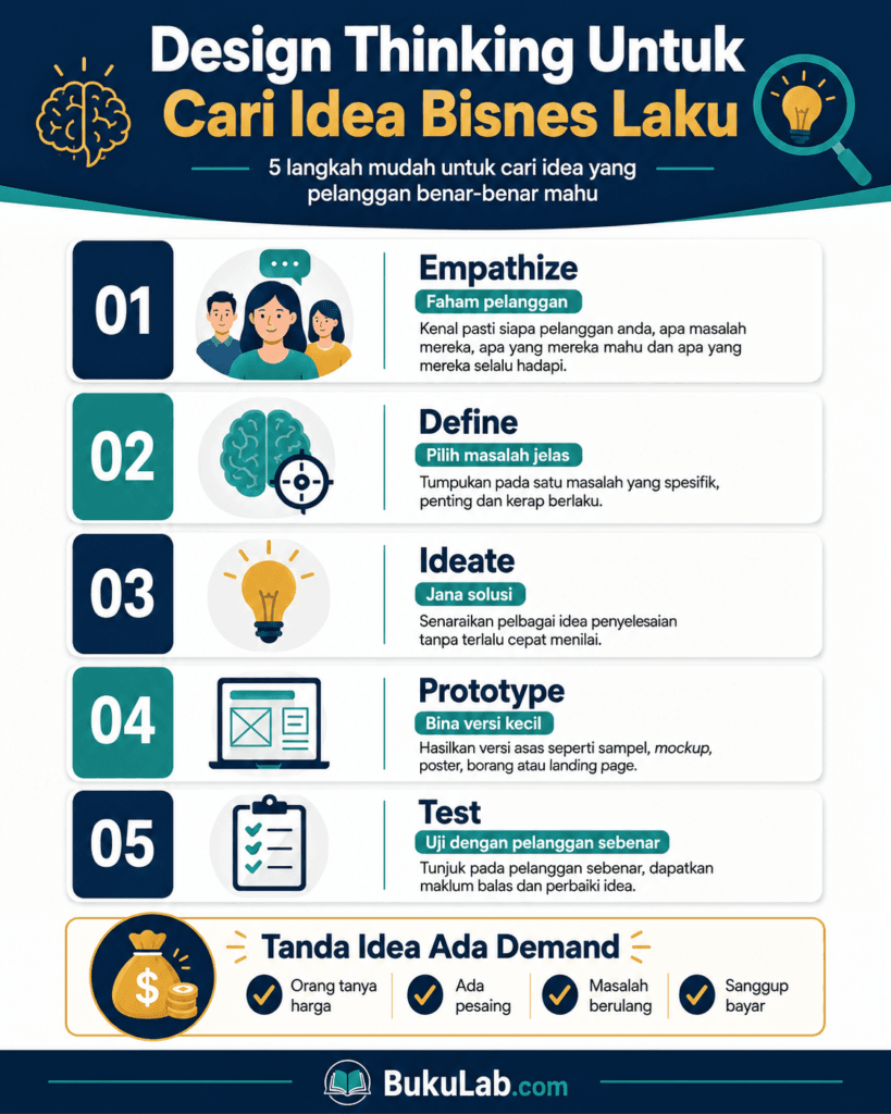 design thinking untuk beginner cari idea bisnes laku info ebook BukuLab Malaysia
