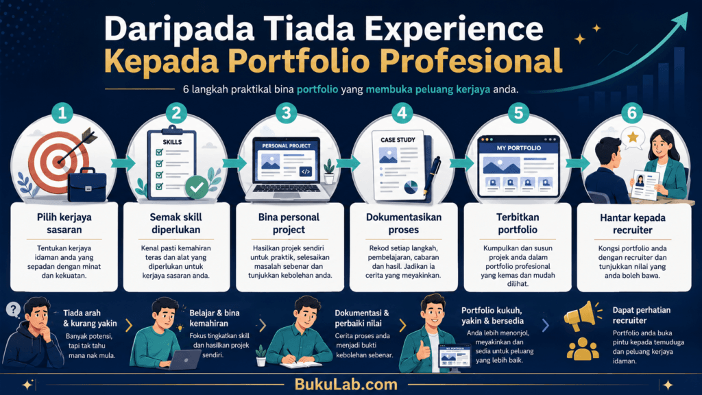 cara bina online portfolio tanpa pengalaman kerja proses ebook BukuLab Malaysia