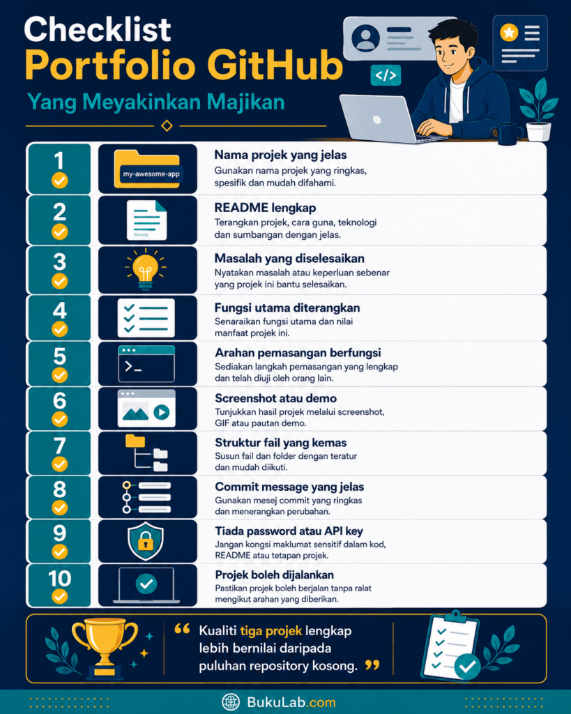 github untuk pemula checklist ebook BukuLab Malaysia