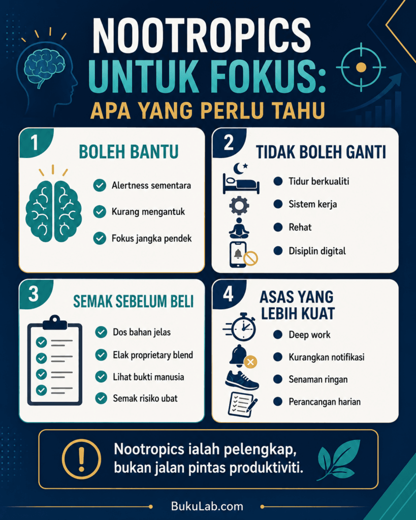 nootropics untuk fokus infografik ebook BukuLab Malaysia