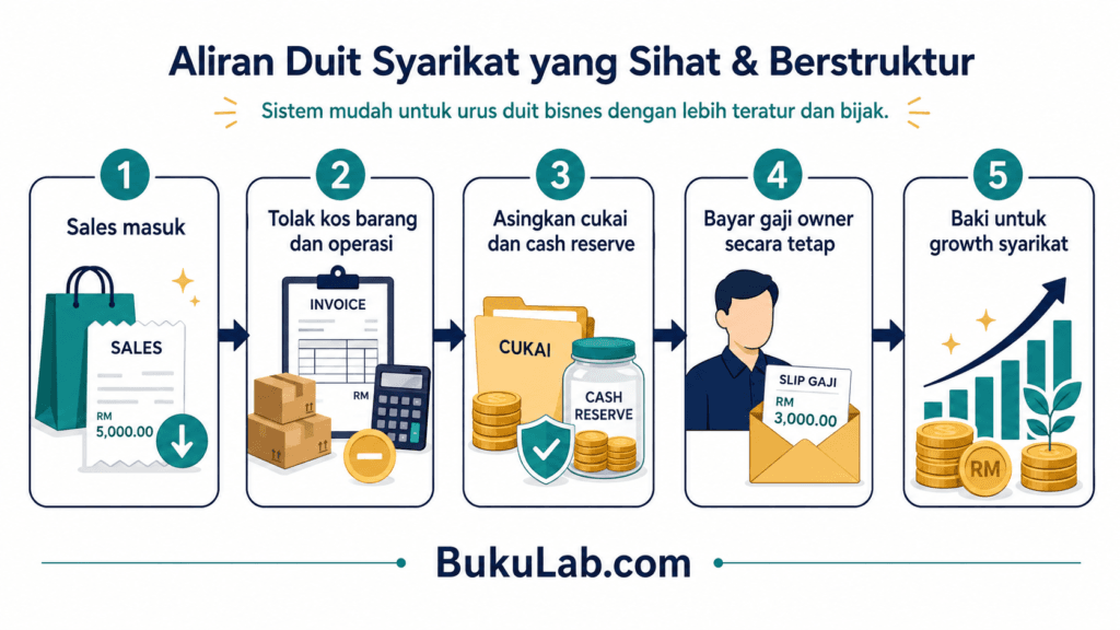owner bisnes ambil gaji salary sendiri cashflow proses ebook BukuLab Malaysia