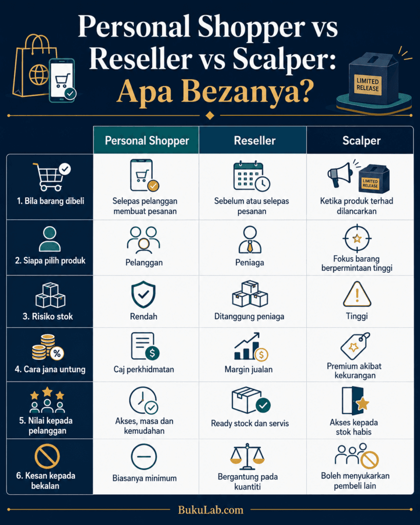 personal shopper vs reseller vs scalper info ebook BukuLab Malaysia